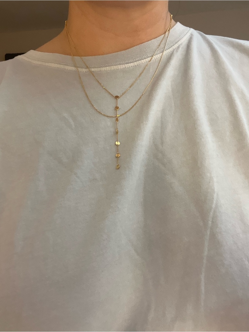 14K double chain lariat